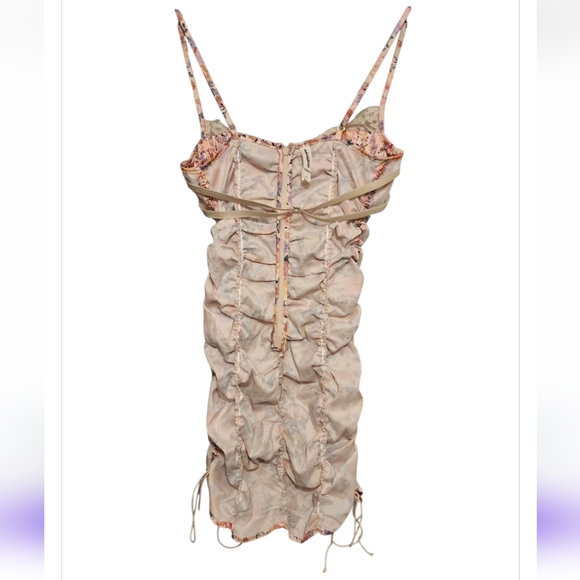 NWOT For Love And Lemons X Victoria Secret Gardenia Floral Ruched Mini Dress XS - Picture 11 of 16